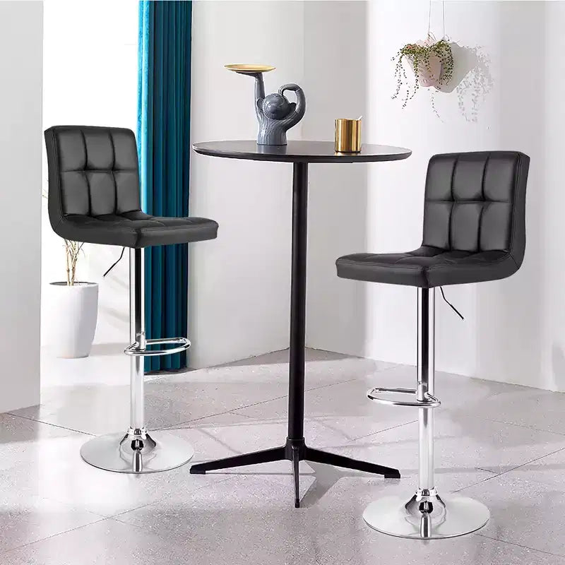 Costway Tabouret de bar pivotant réglable Hauteur comptoir Siège en similicuir avec dossier Noir