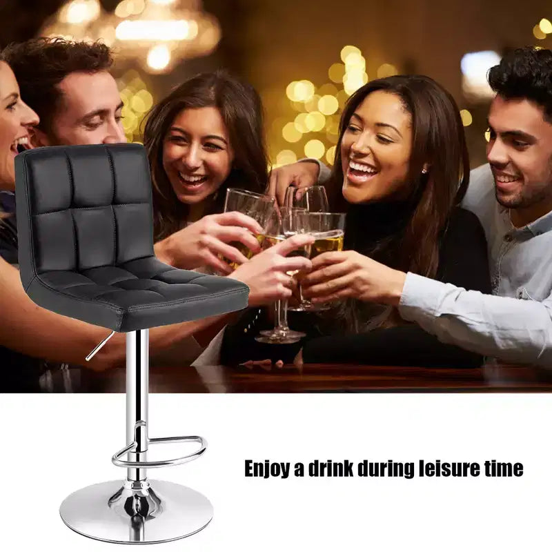 Costway Tabouret de bar pivotant réglable Hauteur comptoir Siège en similicuir avec dossier Noir