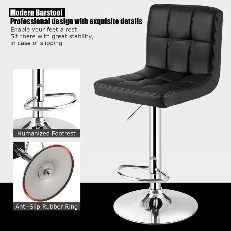 Costway Tabouret de bar pivotant réglable Hauteur comptoir Siège en similicuir avec dossier Noir