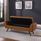Banc de rangement moderne HomePop avec pieds en bois
