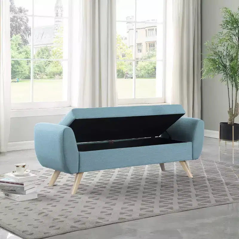 Banc de rangement moderne HomePop avec pieds en bois
