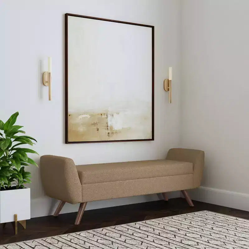 Banc de rangement moderne HomePop avec pieds en bois