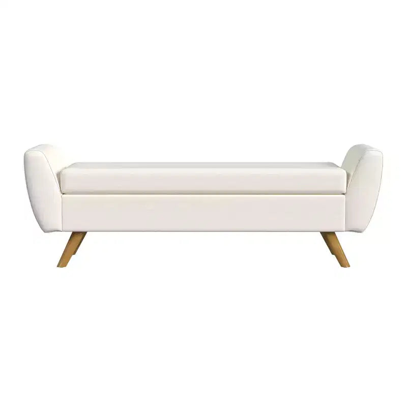 Banc de rangement moderne HomePop avec pieds en bois