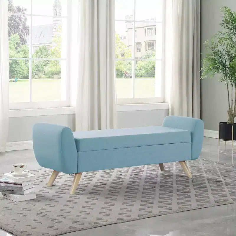 Banc de rangement moderne HomePop avec pieds en bois
