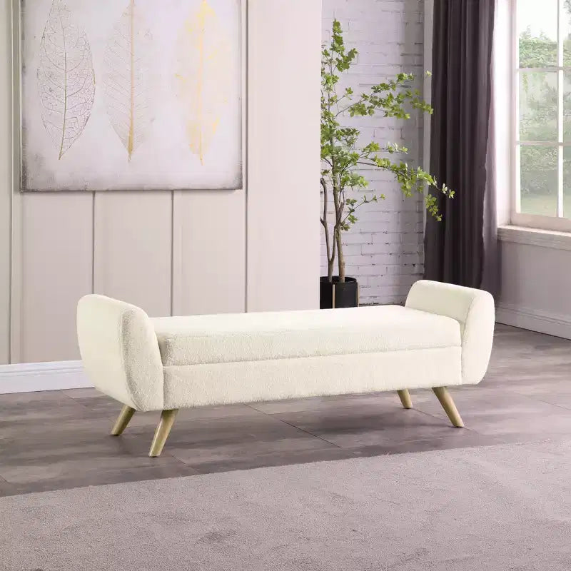Banc de rangement moderne HomePop avec pieds en bois