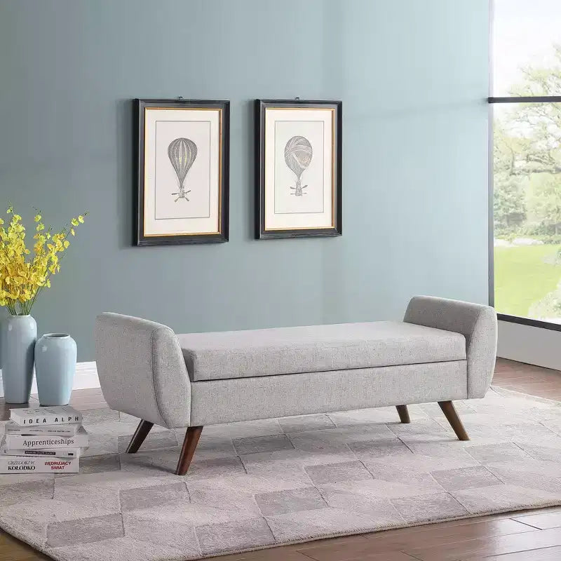 Banc de rangement moderne HomePop avec pieds en bois