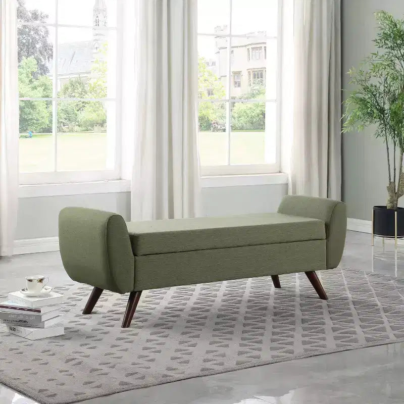 Banc de rangement moderne HomePop avec pieds en bois