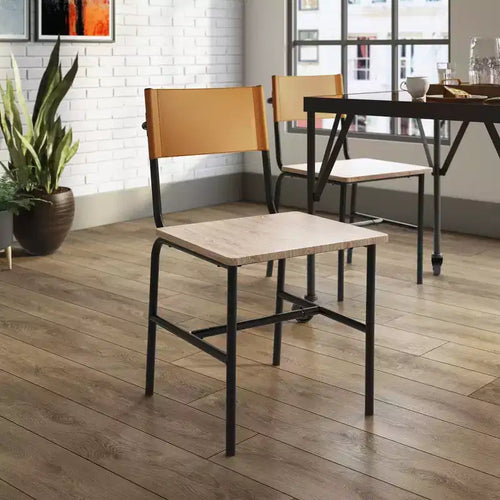 2pk Boulevard Caf Dining Chairs Metal and Faux Leather - Sauder