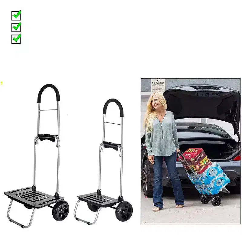 dbest products Chariot de courses pliable plus grand avec roues et sac amovible, diable personnel roulant
