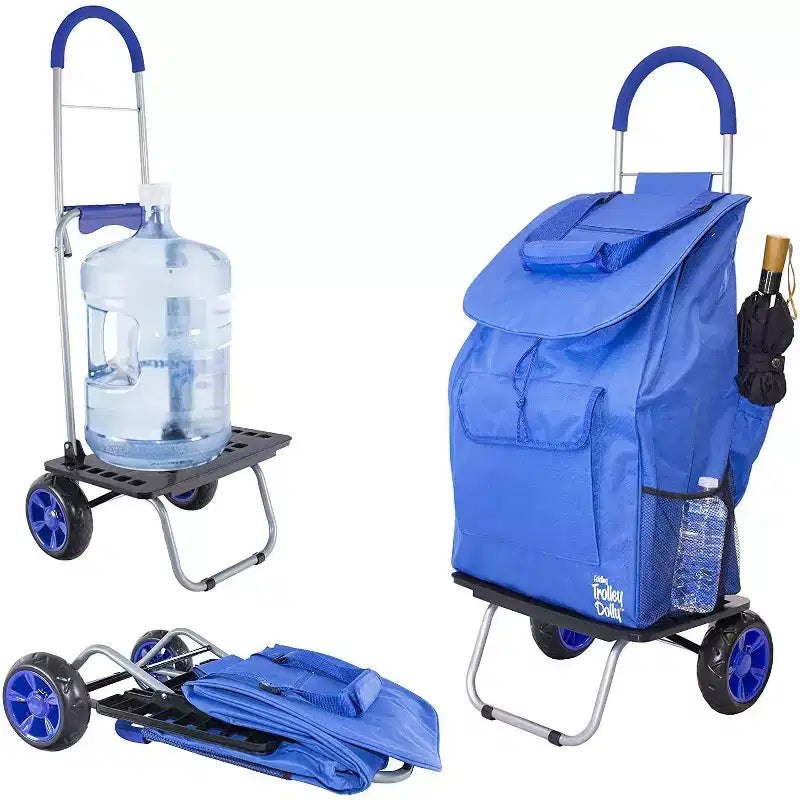 dbest products Chariot de courses pliable plus grand avec roues et sac amovible, diable personnel roulant