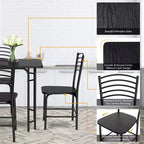 Costway Ensemble de salle à manger moderne 5 pièces, 4 chaises, cadre en acier, mobilier de cuisine, noir