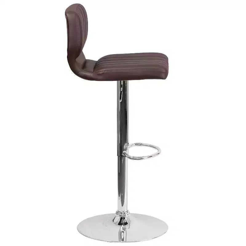 Merrick Lane Lot de deux tabourets de bar pivotants avec dossier à surpiqûres verticales et base chromée réglable avec repose-pieds
