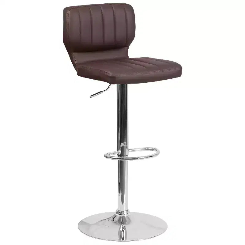 Merrick Lane Lot de deux tabourets de bar pivotants avec dossier à surpiqûres verticales et base chromée réglable avec repose-pieds
