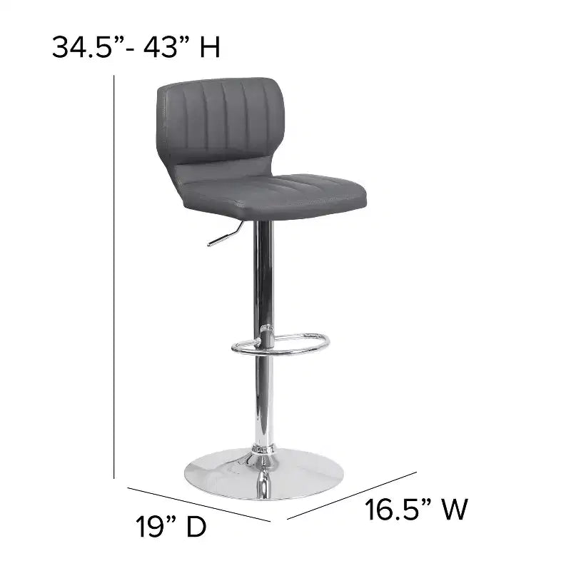 Merrick Lane Lot de deux tabourets de bar pivotants avec dossier à surpiqûres verticales et base chromée réglable avec repose-pieds
