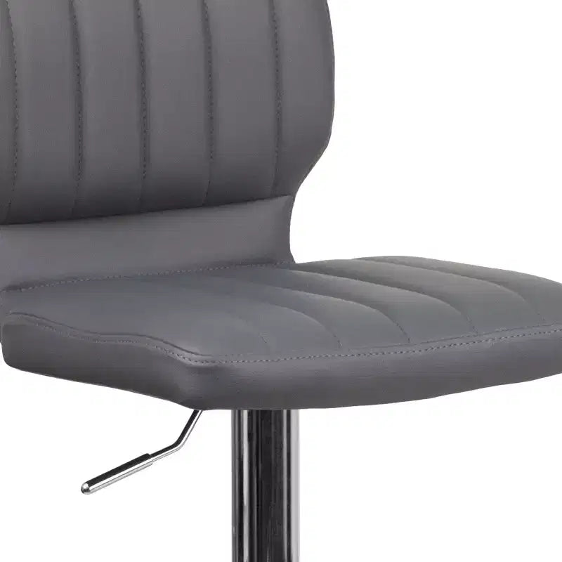 Merrick Lane Lot de deux tabourets de bar pivotants avec dossier à surpiqûres verticales et base chromée réglable avec repose-pieds
