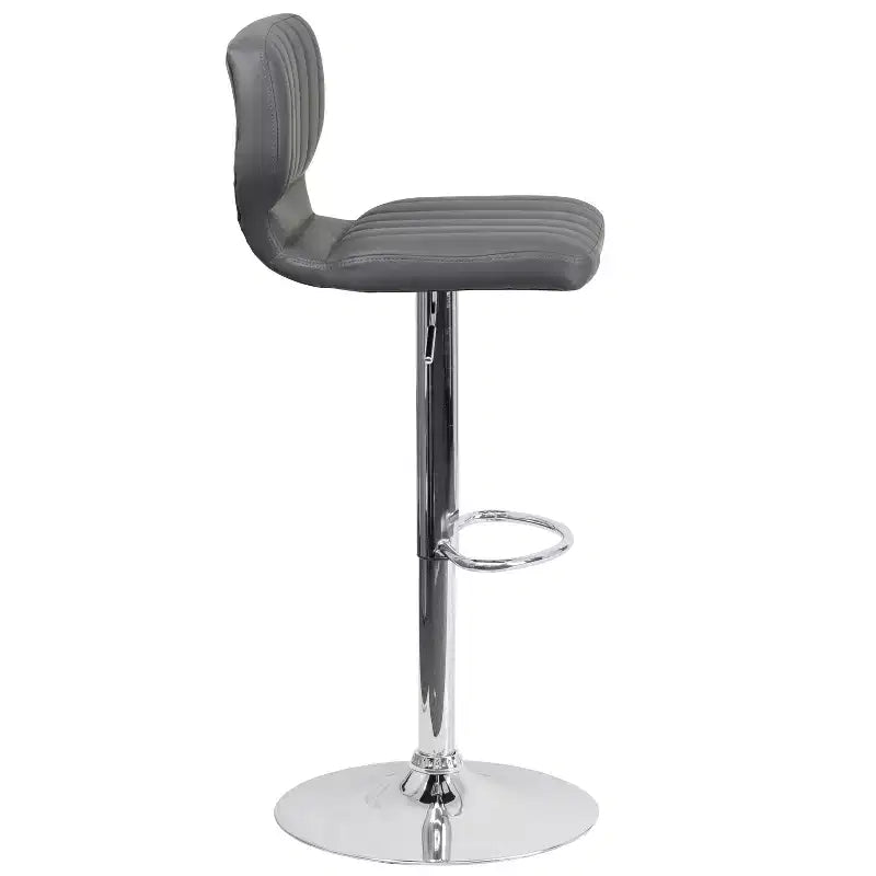 Merrick Lane Lot de deux tabourets de bar pivotants avec dossier à surpiqûres verticales et base chromée réglable avec repose-pieds