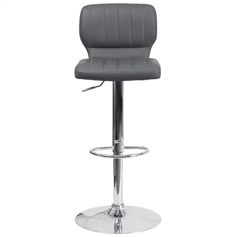 Merrick Lane Lot de deux tabourets de bar pivotants avec dossier à surpiqûres verticales et base chromée réglable avec repose-pieds