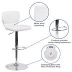 Merrick Lane Lot de deux tabourets de bar pivotants avec dossier à surpiqûres verticales et base chromée réglable avec repose-pieds