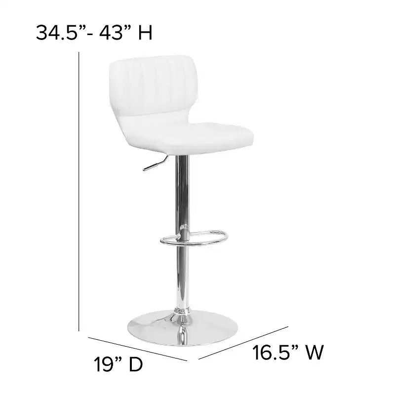 Merrick Lane Lot de deux tabourets de bar pivotants avec dossier à surpiqûres verticales et base chromée réglable avec repose-pieds