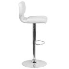 Merrick Lane Lot de deux tabourets de bar pivotants avec dossier à surpiqûres verticales et base chromée réglable avec repose-pieds