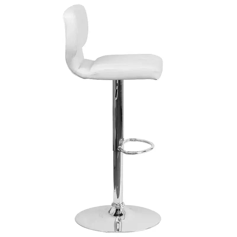 Merrick Lane Lot de deux tabourets de bar pivotants avec dossier à surpiqûres verticales et base chromée réglable avec repose-pieds