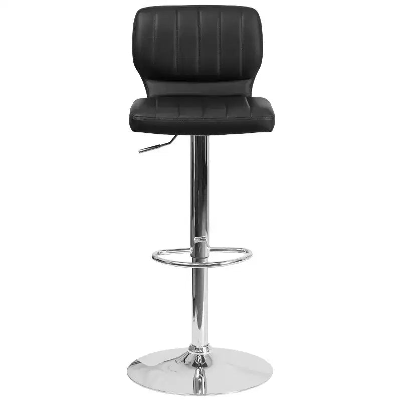 Merrick Lane Lot de deux tabourets de bar pivotants avec dossier à surpiqûres verticales et base chromée réglable avec repose-pieds