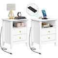 Tables de chevet (lot de 2) avec station de charge, table d'appoint avec 2 tiroirs, ports USB et prises, pour chambre à coucher