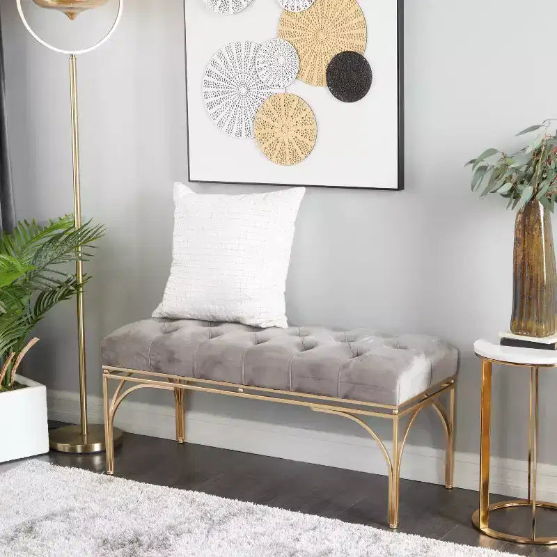 Banc rectangulaire en velours Glam - Olivia & May
