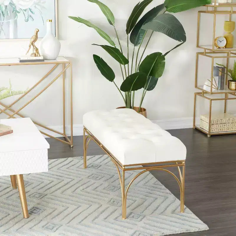 Banc rectangulaire en velours Glam - Olivia & May