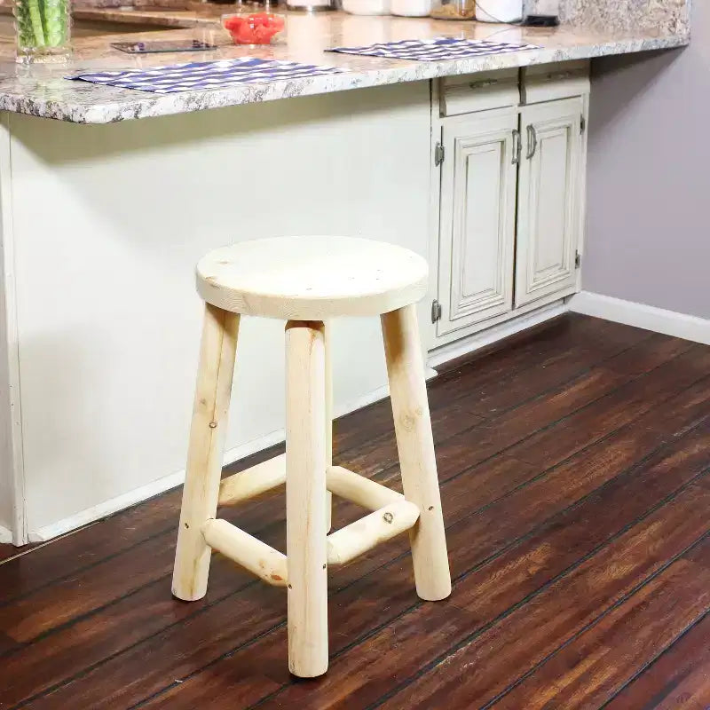 Tabouret de comptoir rond en bois non fini Sunnydaze - Bois de sapin - 24