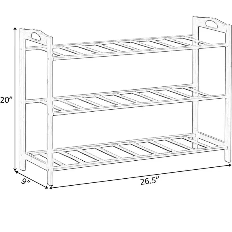 Range-chaussures de rangement en bambou Basicwise, étagère de rangement pour chaussures autoportante