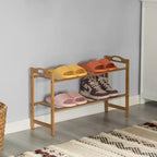 Range-chaussures de rangement en bambou Basicwise, étagère de rangement pour chaussures autoportante