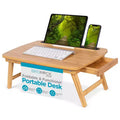 BirdRock Home Portable Sit or Stand Desk with Storage Drawer and Media Slot - Natural