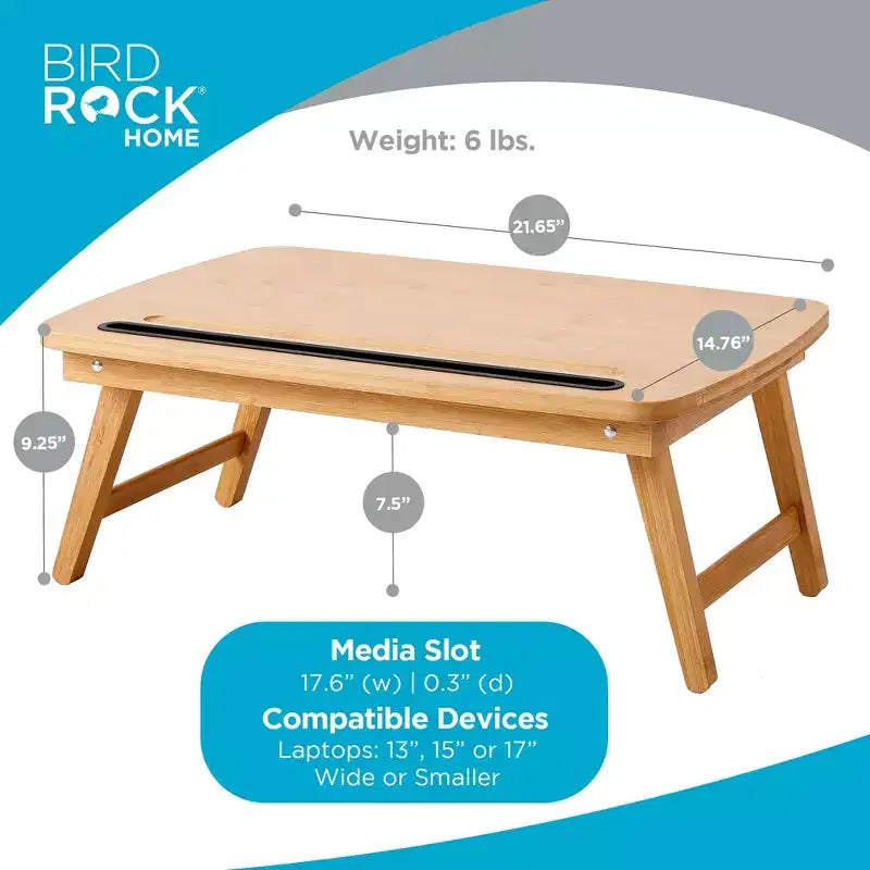 Bureau portable assis-debout BirdRock Home avec tiroir de rangement et fente multimédia - Naturel