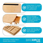 Bureau portable assis-debout BirdRock Home avec tiroir de rangement et fente multimédia - Naturel