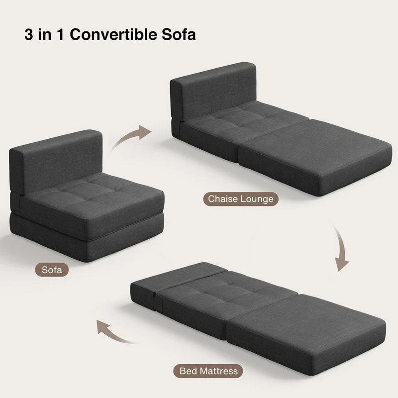 Chaise convertible 3-en-1, Chaise pliante, Lit de repos dépliable
