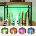 Meuble de rangement Bestier en métal autoportant pour armoire avec étagère supérieure en bois et lumières à changement de couleur intégrées avec 7 couleurs et 20 modes dynamiques, chêne