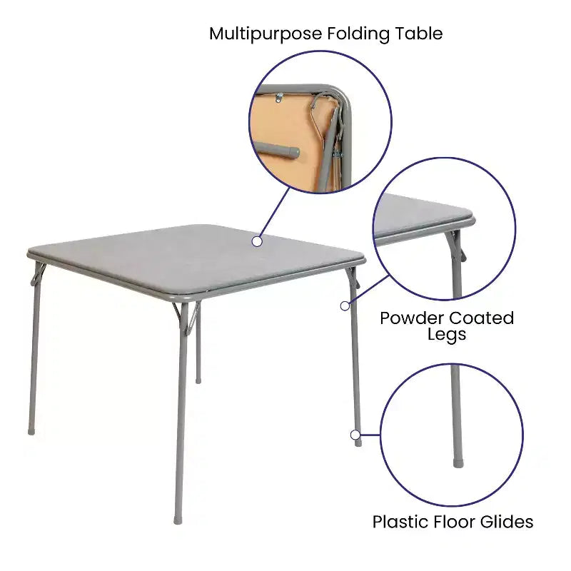 Table pliante Emma and Oliver avec plateau en vinyle – Table de jeu – Table portable