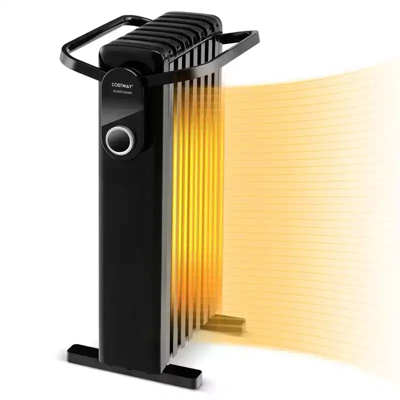 Radiateur à bain d'huile électrique Costway 1500 W avec support pliable Blanc/Noir