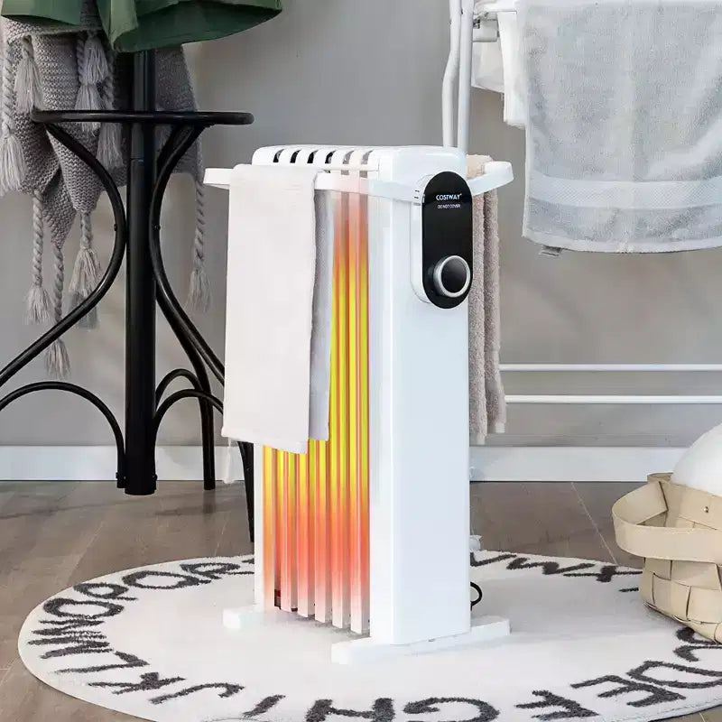Radiateur à bain d'huile électrique Costway 1500 W avec support pliable Blanc/Noir