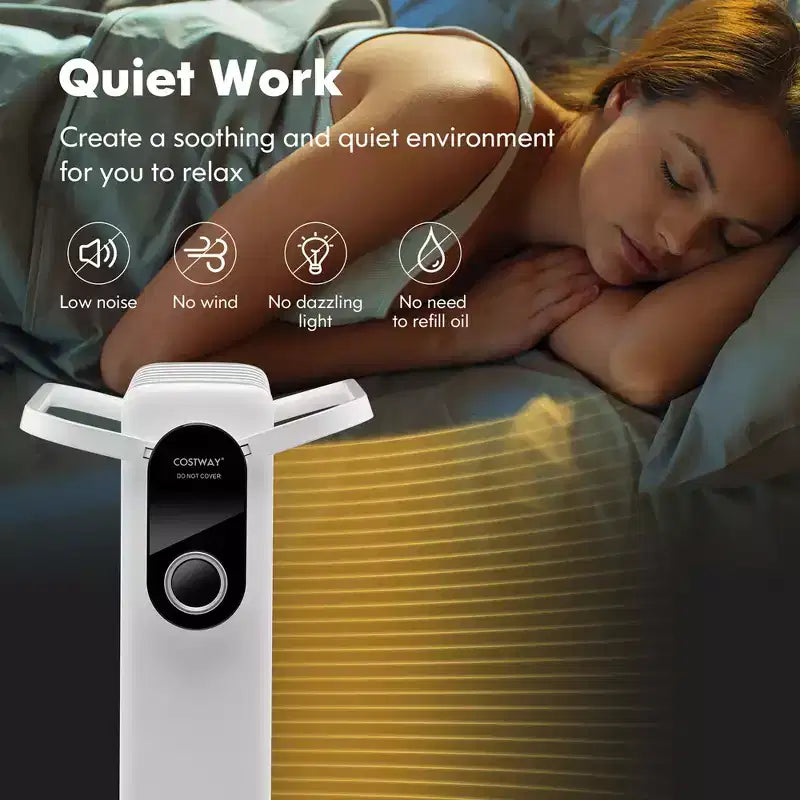 Radiateur à bain d'huile électrique Costway 1500 W avec support pliable Blanc/Noir