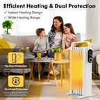 Radiateur à bain d'huile électrique Costway 1500 W avec support pliable Blanc/Noir