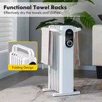 Radiateur à bain d'huile électrique Costway 1500 W avec support pliable Blanc/Noir