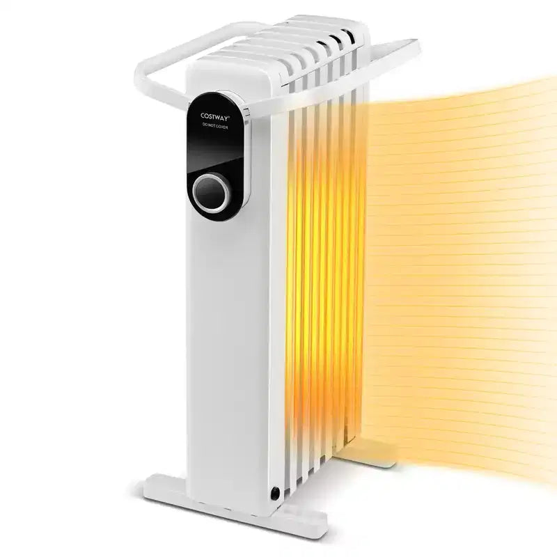 Radiateur à bain d'huile électrique Costway 1500 W avec support pliable Blanc/Noir