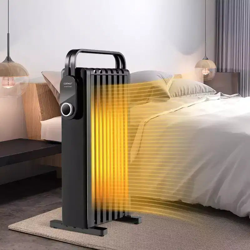 Radiateur à bain d'huile électrique Costway 1500 W avec support pliable Blanc/Noir