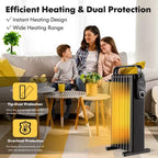 Radiateur à bain d'huile électrique Costway 1500 W avec support pliable Blanc/Noir