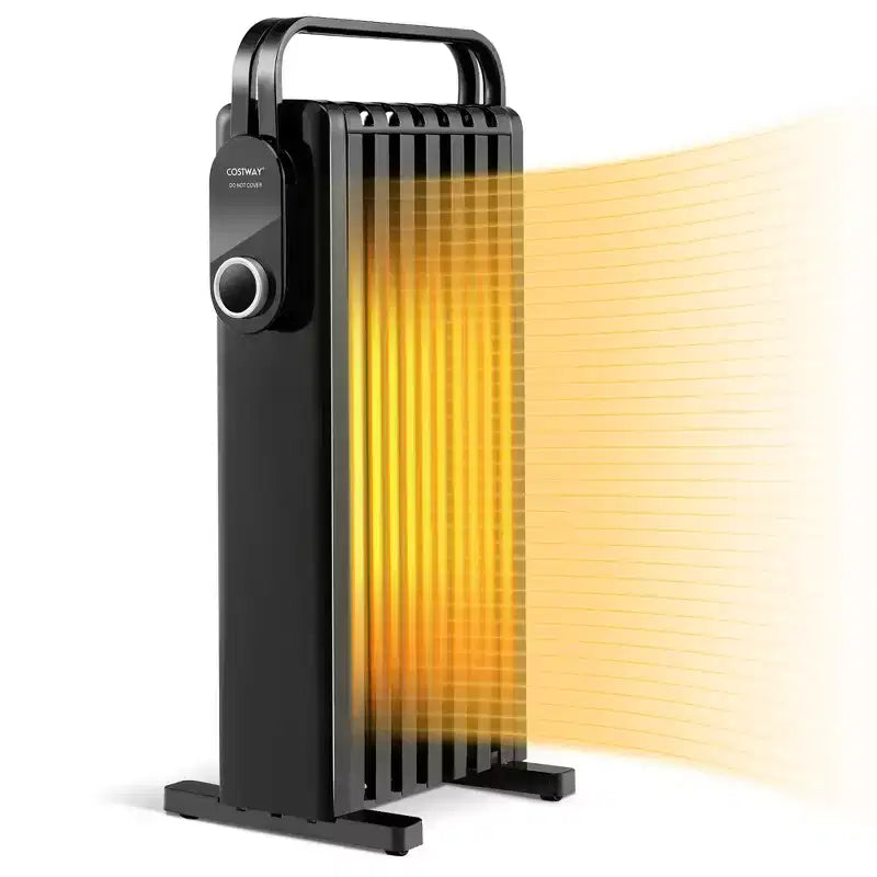 Costway 1500W Electric Space Heater Oil Filled Radiator Heater W/ Foldable Rack White\Black