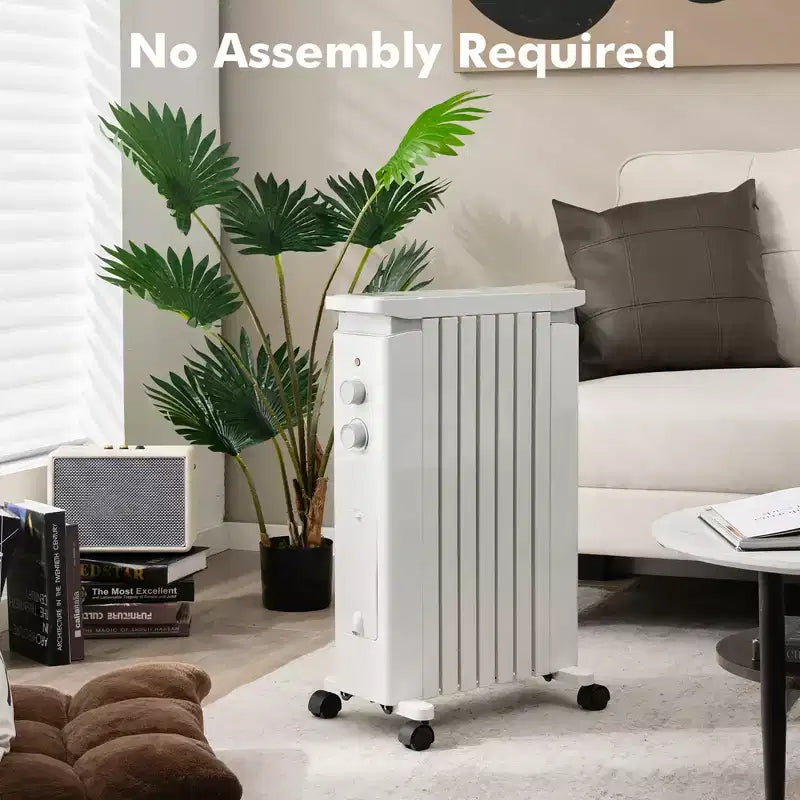 Radiateur à bain d'huile Costway 1500W, chauffage d'appoint électrique avec humidificateur, blanc/noir