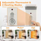 Radiateur à bain d'huile Costway 1500W, chauffage d'appoint électrique avec humidificateur, blanc/noir