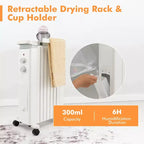 Radiateur à bain d'huile Costway 1500W, chauffage d'appoint électrique avec humidificateur, blanc/noir